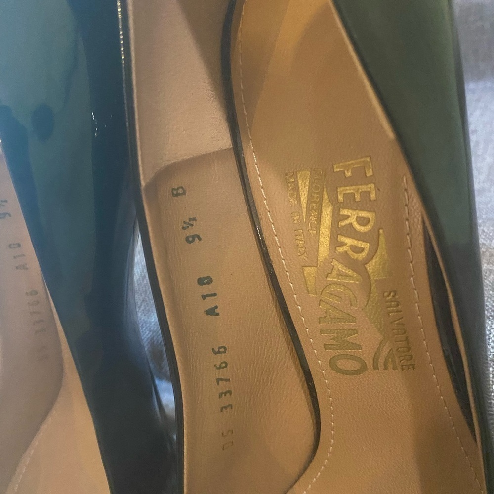 Salvatore Ferragamo Susi Black patent Leather Point Toe Pumps High Heels Shoe - Picture 7 of 8